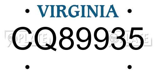 CQ89935 Virginia License Plate