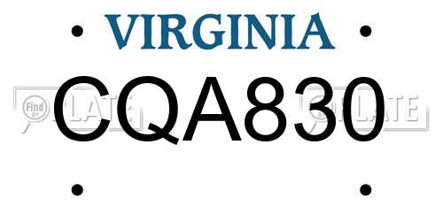 CQA830 Virginia License Plate