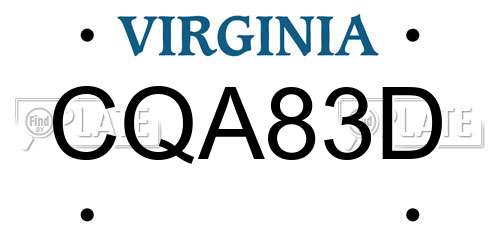 CQA83D Virginia License Plate
