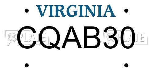 CQAB30 Virginia License Plate