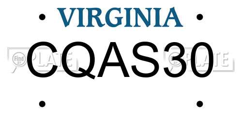 CQAS30 Virginia License Plate