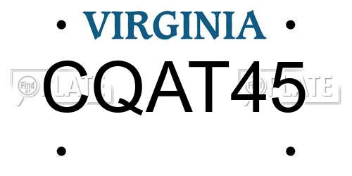CQAT45 Virginia License Plate