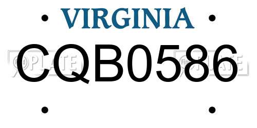 CQB0586 Virginia License Plate