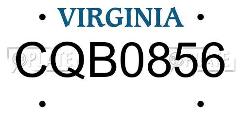 CQB0856 Virginia License Plate