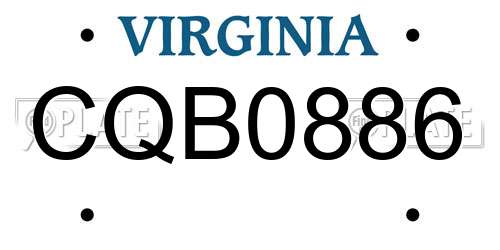 CQB0886 Virginia License Plate