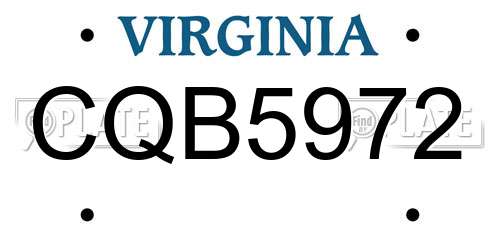 CQB5972 Virginia License Plate