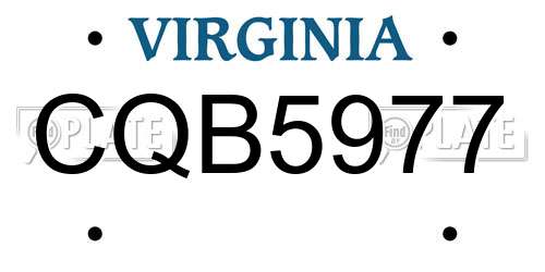 CQB5977 Virginia License Plate