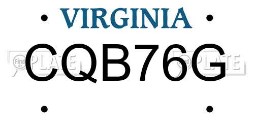 CQB76G Virginia License Plate