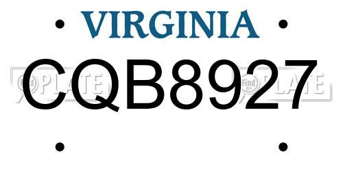 CQB8927 Virginia License Plate