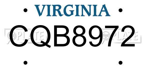 CQB8972 Virginia License Plate
