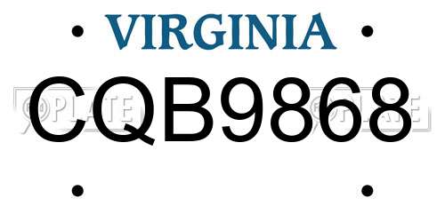 CQB9868 Virginia License Plate