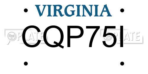 CQP75I Virginia License Plate