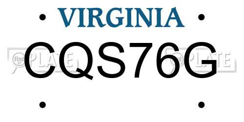 CQS76G Virginia License Plate