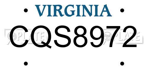 CQS8972 Virginia License Plate