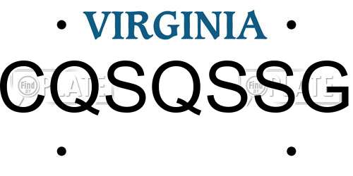 CQSQSSG Virginia License Plate