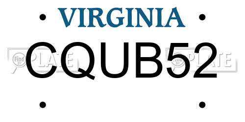 CQUB52 Virginia License Plate