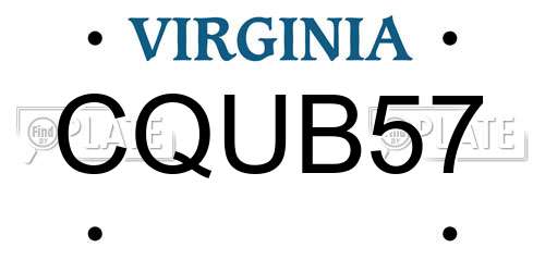 CQUB57 Virginia License Plate