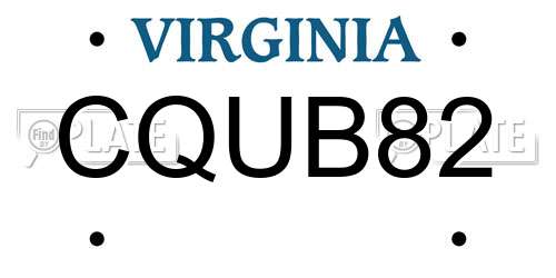 CQUB82 Virginia License Plate