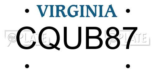 CQUB87 Virginia License Plate