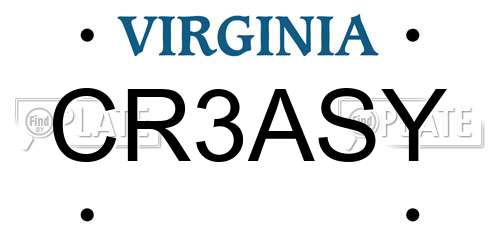 CR3ASY Virginia License Plate