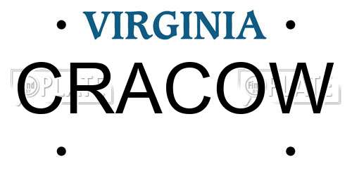 CRACOW Virginia License Plate