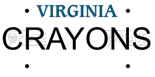 CRAYONS Virginia License Plate