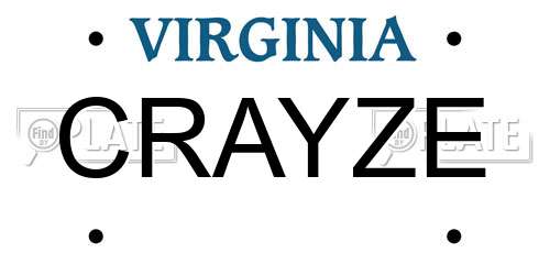 CRAYZE Virginia License Plate