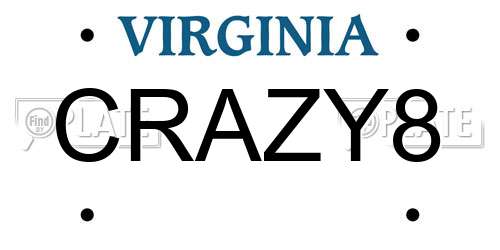 CRAZY8 Virginia License Plate