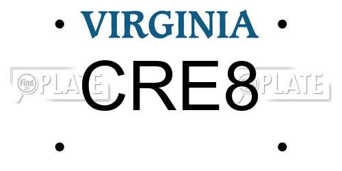 CRE8 Virginia License Plate