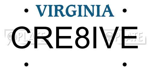 CRE8IVE Virginia License Plate
