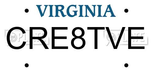CRE8TVE Virginia License Plate
