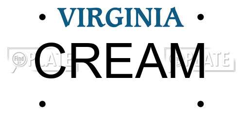 CREAM Virginia License Plate