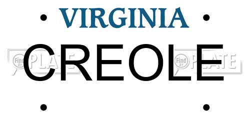 CREOLE Virginia License Plate