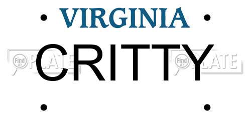 CRITTY Virginia License Plate