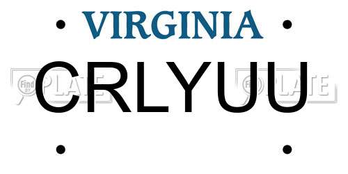 CRLYUU Virginia License Plate