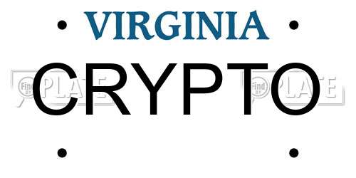 CRYPTO Virginia License Plate