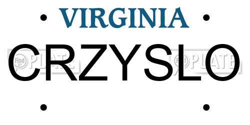 CRZYSLO Virginia License Plate