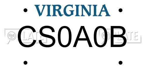 CS0A0B Virginia License Plate