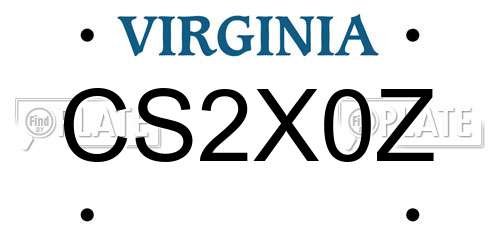 CS2X0Z Virginia License Plate
