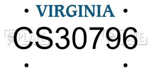 CS30796 Virginia License Plate
