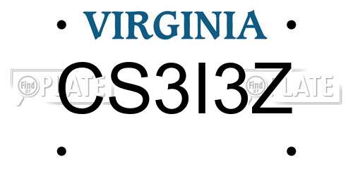 CS3I3Z Virginia License Plate