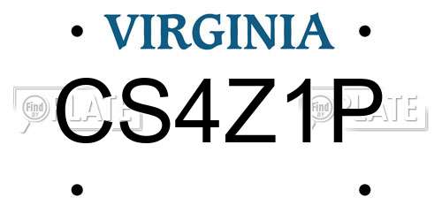 CS4Z1P Virginia License Plate