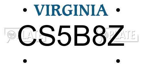CS5B8Z Virginia License Plate