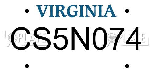 CS5N074 Virginia License Plate