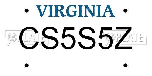 CS5S5Z Virginia License Plate