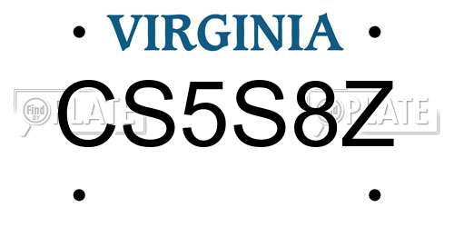 CS5S8Z Virginia License Plate