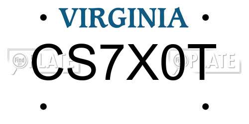 CS7X0T Virginia License Plate
