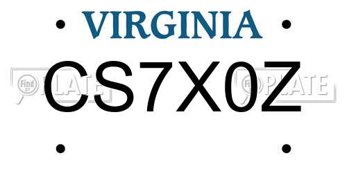 CS7X0Z Virginia License Plate