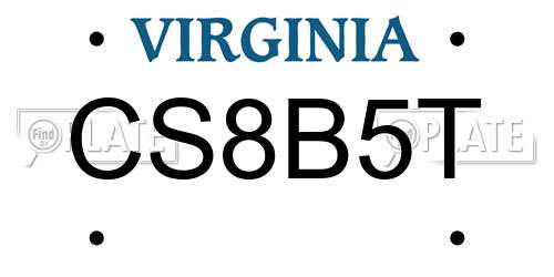 CS8B5T Virginia License Plate