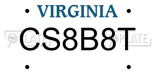 CS8B8T Virginia License Plate
